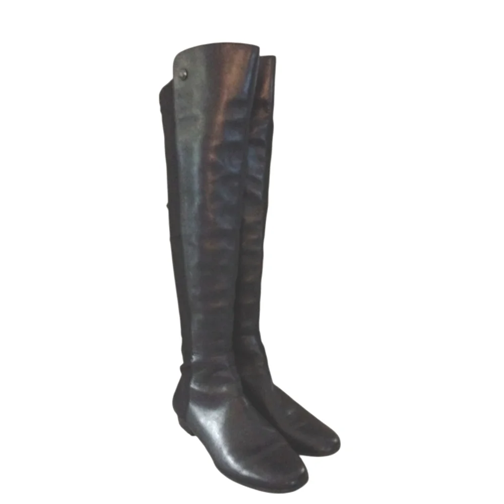 Vince Camuto Karita Knee High Black Leather Over The Knee Boots Size 6.5